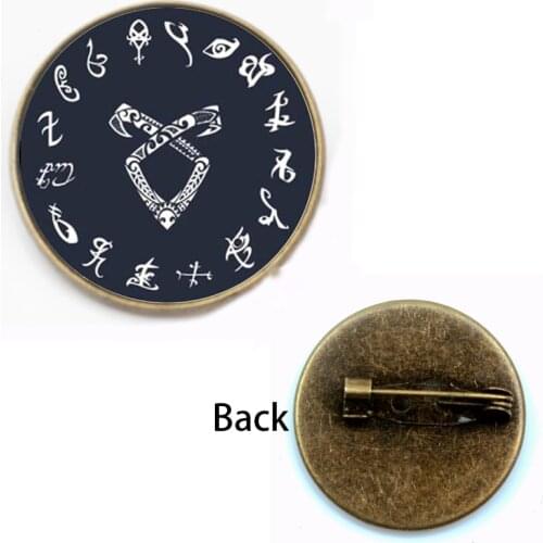 New Unids Hunters Rune Shadow Hunter City LOGO Brooch Pins Crystal Brooch Bones Cabochon Pin Souvenir Gift Badge Friend Woman