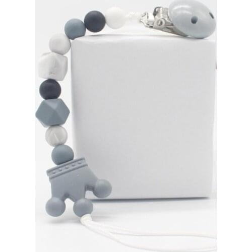 New Baby Food Grade Crown Teether Nipple for Infant Kids More Colors New Baby Pacifier Clip Chain Silicone Beads Pacifier Clips