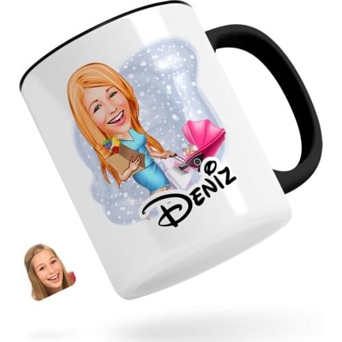 Personalized Housewife Caricature Of Black Mug Bardak-1