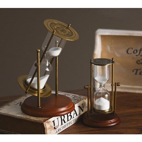 European style retro distressed iron metal 30 minutes hourglass timer decoration home room desktop ornaments