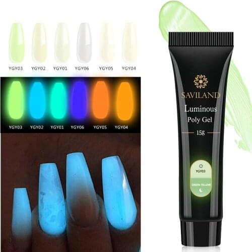 15g Poly Nail Gel Glow Gel Finger Extension Crystal Jelly Gel Glow In The Dark Soak Off UV Gel Varnish Manicure Set