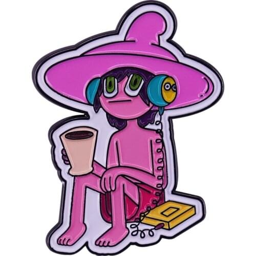 Midnight Gospel Brooch Listening to Atrractive Music Badge Enjoy a cup of drink Accessory