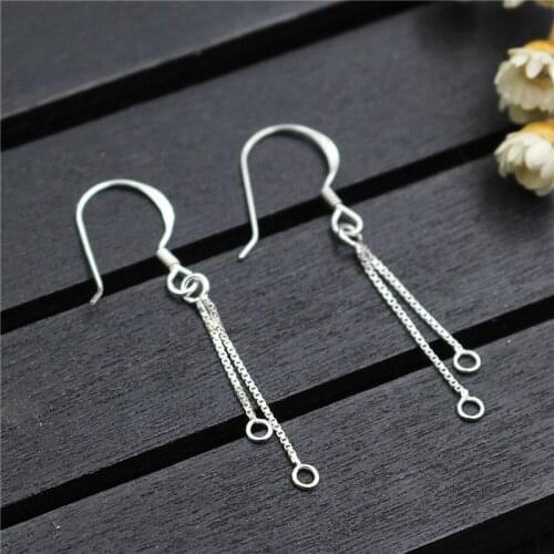 1 pair Fashion 100% 925 Sterling Silver Earring Hooks Dangle Tassel Connectors Earring Wire DIY Fancy Jewelry Making Findings