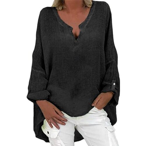 Plus Size 5xl T-shirt Women Cotton Line Casual Long Sleeve Solid Color Loose V-neck Shirt Top Summer Oversized T Shirt Camisetas