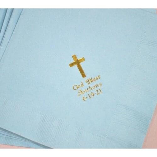 Custom God Bless Napkins Wedding Napkins Custom Bar Napkins Engagement Party rose gold Personalized bridesmaid Time and date