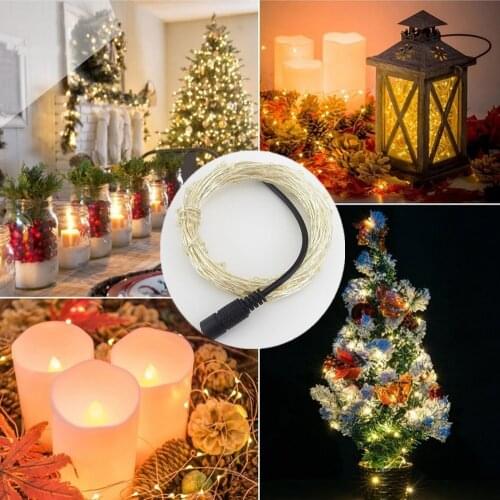 DC 12v silver wire led string light super soft flexible strip DC 5.5*2.1mm 1A+24key outdoor decoration Xmas tree garden party