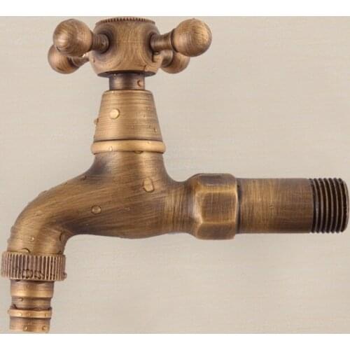 Lengthened Retro Washing Machine Faucet 4 Points Single Cold Mop Pool Faucet Leak-Proof Quick Open Brass Faucet