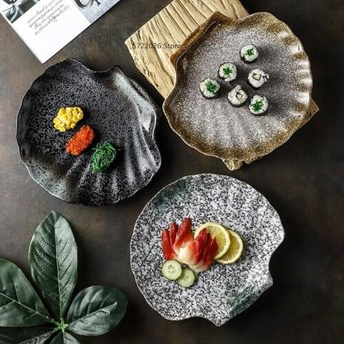 Japanese-style Shell Dish Restaurant Ceramic Creative Home Dinner Plate Breakfast Dish Japanese-style Retro Tableware Sushi Dish