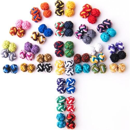 Novelty Silk Knots Cufflinks Multicolor Handmade Elastic Double Rope Ball Cuff Links Button For Men Shirt Birthday Gift Party