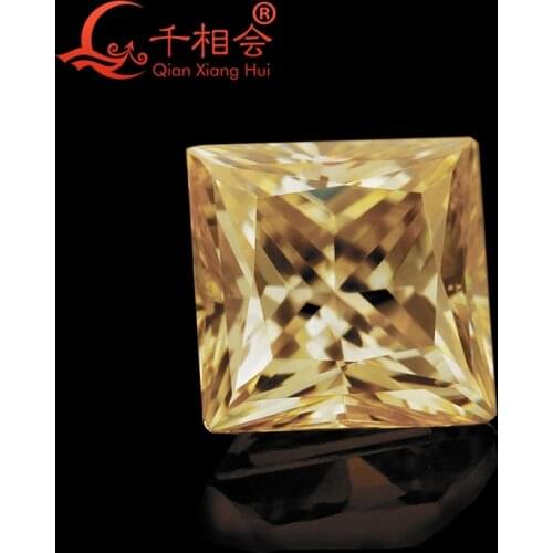 Yellow color square shape princess cut Sic material moissanites loose stone by qianxianghui( video is light yellow)