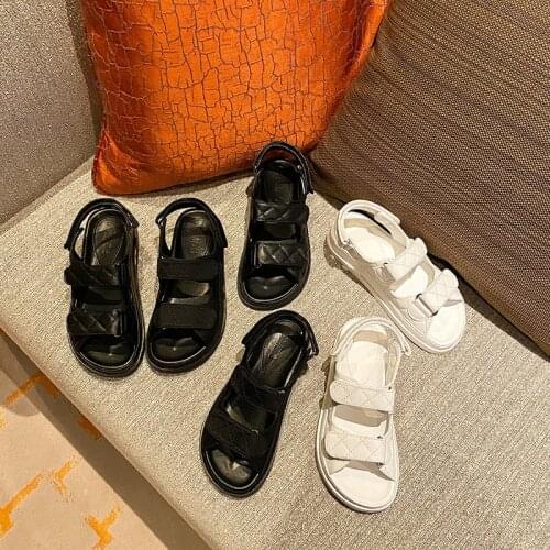 Summer 2021 New Fashion European and American Style Velcro Flat Shoes Womens Sandals Platform Womens Shoes