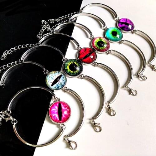 10pcs/lot Creative Gothic Demon Eye Bracelets Women Goth Evil Eye Hip Hop Bracelet Wristbands Friendship Gift Party Jewelry