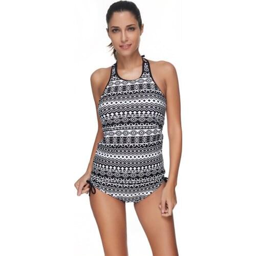 Print Two Piece Swimsuit Wire Free with Pad Swimming Suit for Women Plus Size Swimwear Bikini Biquinis Feminino 2019 Fame Style