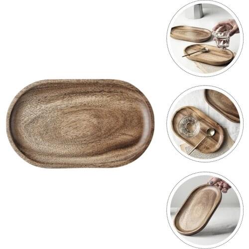 1pc Decorative Wood Pastry Tray Elegant Oval Vegetable Fruit Storage Holder