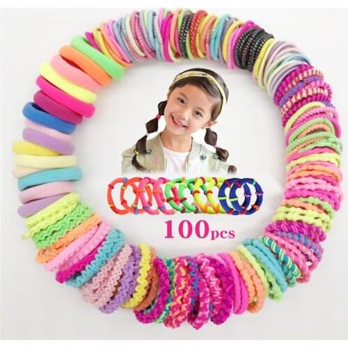 100pcs/lot Child Girls Hair Accessories Candy Color Girls’ Hair Scrunchies Colorful Simple Rubber Band Elastic Scrunchies 2022