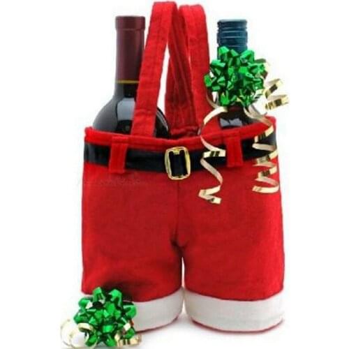 100 PCS Fashion S/L High Quality Christmas Gifts Decoration Santa Pants Bag For Wine Bottles/Candy