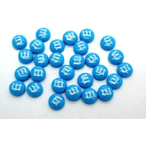 100Pcs Resin Blue Letter M Decoration Crafts Flatback Cabochon Scrapbooking Fit Hair Clips Embellishments Beads Diy