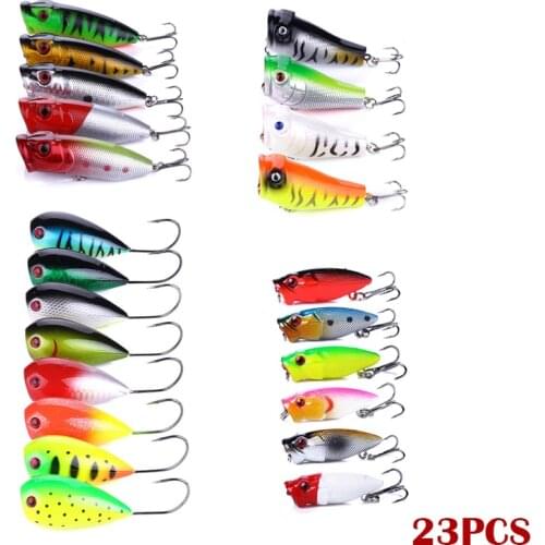 23pcs/lot wobblers Popper sea Fishing lure set fish gear croatian egg single hook mini artificial Hard Fake bait 2.5g 7g 13g 11g