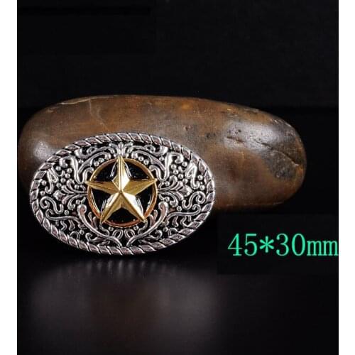 5PCS 45*30mm Western Cowboy Floral Engraved Texas Gold Silver Star Saddles Bridle Decor Leathercraft Oval CONCHOS
