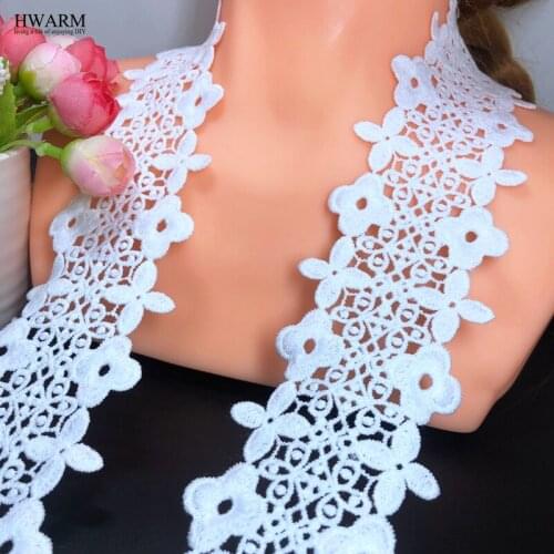 5yard 5.5cm Tetrafoil reticulate flower white african lace fabric ribbon trim wedding decoration hat pillow skirt accessories