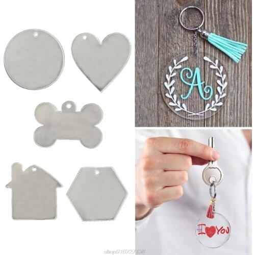 50 Pcs Clear Acrylic Blanks Keychain Necklace Pendant Transparent Tags for DIY Projects Vinyl Accessories JY09 21 Dropshipping