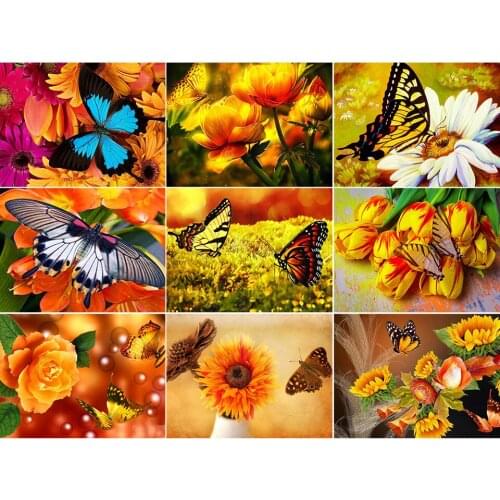 DIY 5D Diamond Painting Set Butterfly Flowers Cross Stitch Full Drill Square Embroidery Mosaic Art Picture of Rhinestones Decor