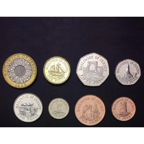 8 Jersey coins exquisite, including 2 pound bicolor coins Real Original Coins Collectibles Authentic Unc