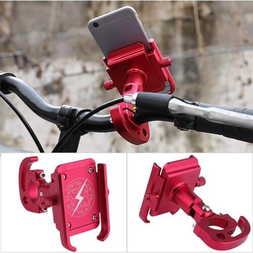 Aluminum Universal Bicycle Phone Mount Holder MTB Mountain Bike Motorcycle Handlebar Clip Stand for 3.5" to 7.5" Smartphones