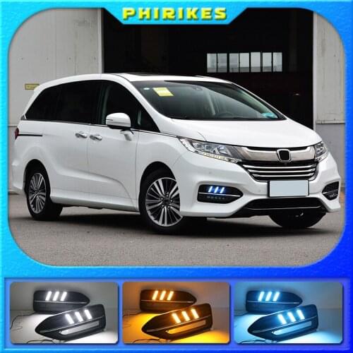 Car LED DRL Daytime Running Light for Honda Odyssey 2018 White Daytime light Yellow Turn Signal Light Blue Lamp