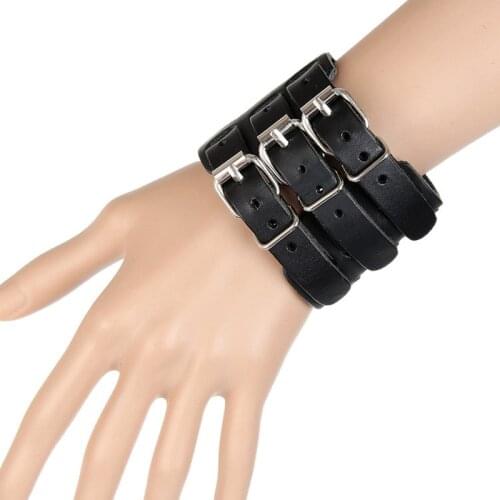 ZG Classic Mens Adjustable Genuine Leather Cuff Bracelet Punk Rock Jewelry Black/Brown Three Layers Bangles Boyfriend Gift