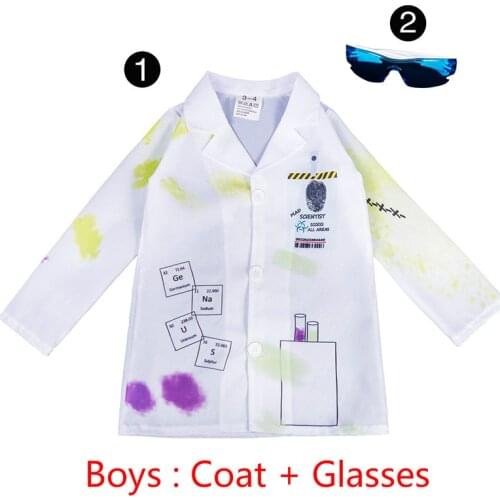 Long White Coat Mad Scientist Cosplay Costume for Boys Girls Kids Halloween Doctor Nurse Costume Fancy Dress Outfit C50C97