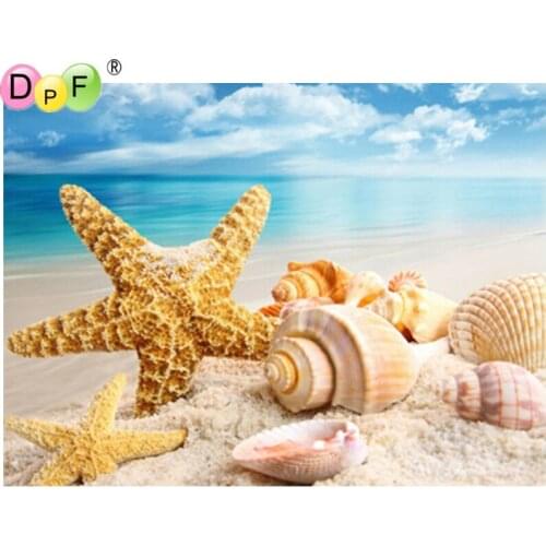 DPF Full Square 5D DIY Diamond Painting Cross Stitch Starfish Conch diamond Embroidery Rhinestone diamond Mosaic painting Gift