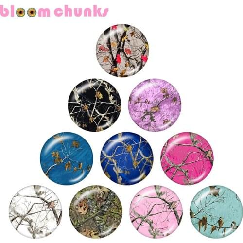 Cabochon jewelry Flat Back Making Finding Round Glass Leaves Branch Pattern Country Girl Blue Pink C1215