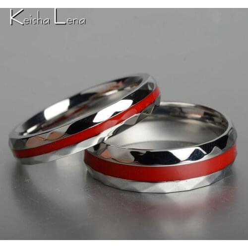 Keisha Lena Hot Sale 316L Stainless Steel Red Line Firefighter Rings For Men Women Lovers Couple Ring Engagement Gift