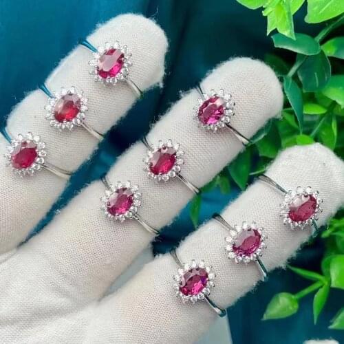 10PCS Natural stone magnesia lithium garnet ring for women Party wedding jewelry Charm Natural Gemstone Adjustable Ring