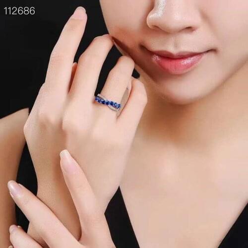 Natural Sapphire 925 Silver Jewelry Ring Women Fine Jewelry 1pc 3mm