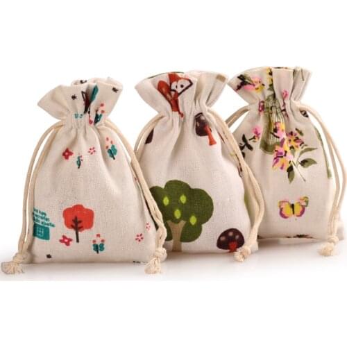 Cotton Cloth Drawstring Jewelry Pouches Perfect for Candy Wedding Party Christmas Valentine Favor Gift Bags Small Packaging Sack