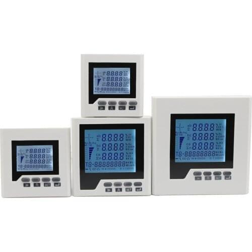 LCD display 3 phase panel meter analyzer A,V,W,kWh,cos, Hz, Var , multifunction power meter with RS485 Modbus-RTU