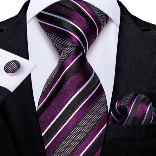 Men Tie Black Novelty Design Silk Wedding Tie for Men Handky cufflink Gift Tie Set DiBanGu Party Business Fashion SJT-7346