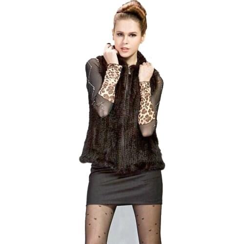 New Genuine knitted mink fur vest hooded mink fur vest warm winter fur coat