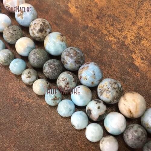 New Arrival Round Beads Full Strands Natural Larimar Loose Beads Round For Jewelry Making In 8-12 mm BE10864