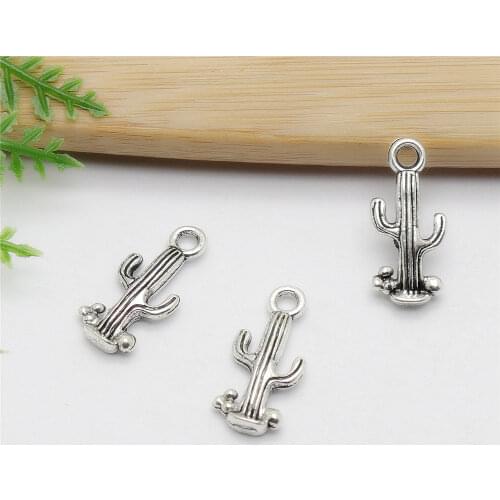 Wholessale 100pcs Cactus Charm Antique Silver Plated pendant fit Bracelets Necklace DIY Jewelry Making