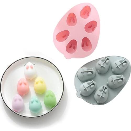 Easter Rabbit Shape Silicone Mold Cartoon 3D 6-Cavity Chocolate Mold DIY Cake Mold for Baking Cake Decorating Tools