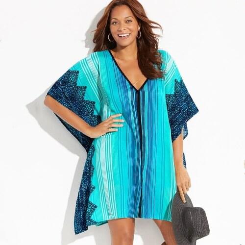 Print Beach dress Saida de Praia Polyester Beach Cover up Beach Pareos de Playa Mujer Bikini Cover up Swimsuit cover up Q1221