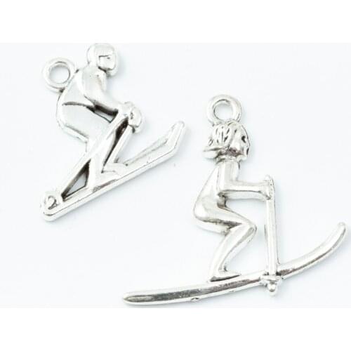 25/50/60 pieces of retro metal zinc alloy ski pendant for DIY handmade jewelry necklace making 6794-6796