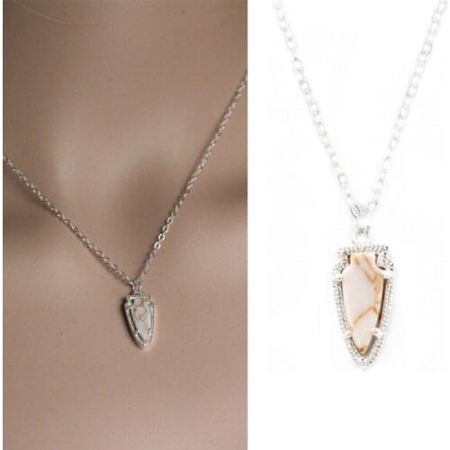 Faux white green Stone Arrow Shaped Resin Druzy Necklaces for Women Pendants