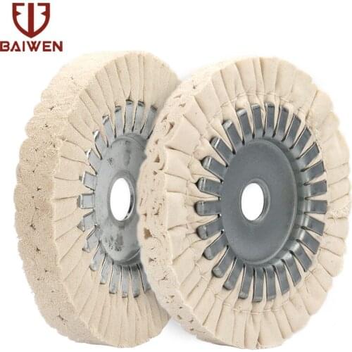 6 Inch Cotton Airway Buffing Wheel Cloth Open Bias Polishing Buffer Pads with Steel Center Ring 19mm/22mm Bore for Metalworking