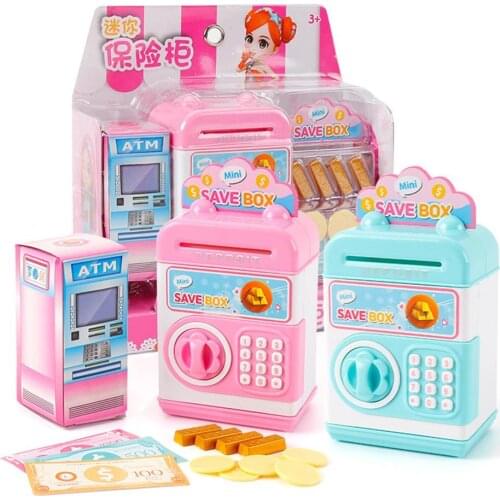 Realistic Mini ATM- Piggy Bank Save Box Coin Cash Model Children Pretend Play Toy