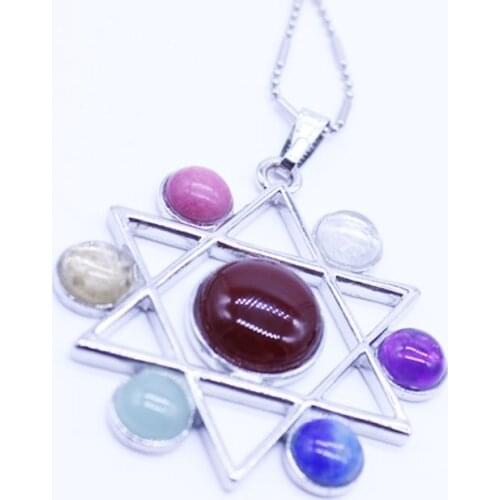 Reiki Chakra Pendants 7 Chakra Natural Stone Pendant Tree Of Life Semi-Precious Stones Choker Necklace For Women Jewelry