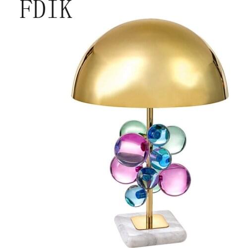 Nordic Simple Crystal Table Lamp Round Ball Metal Desk Lights for Bedroom Bedside Study Coffee Indoor Loft Decor Light Fixtures
